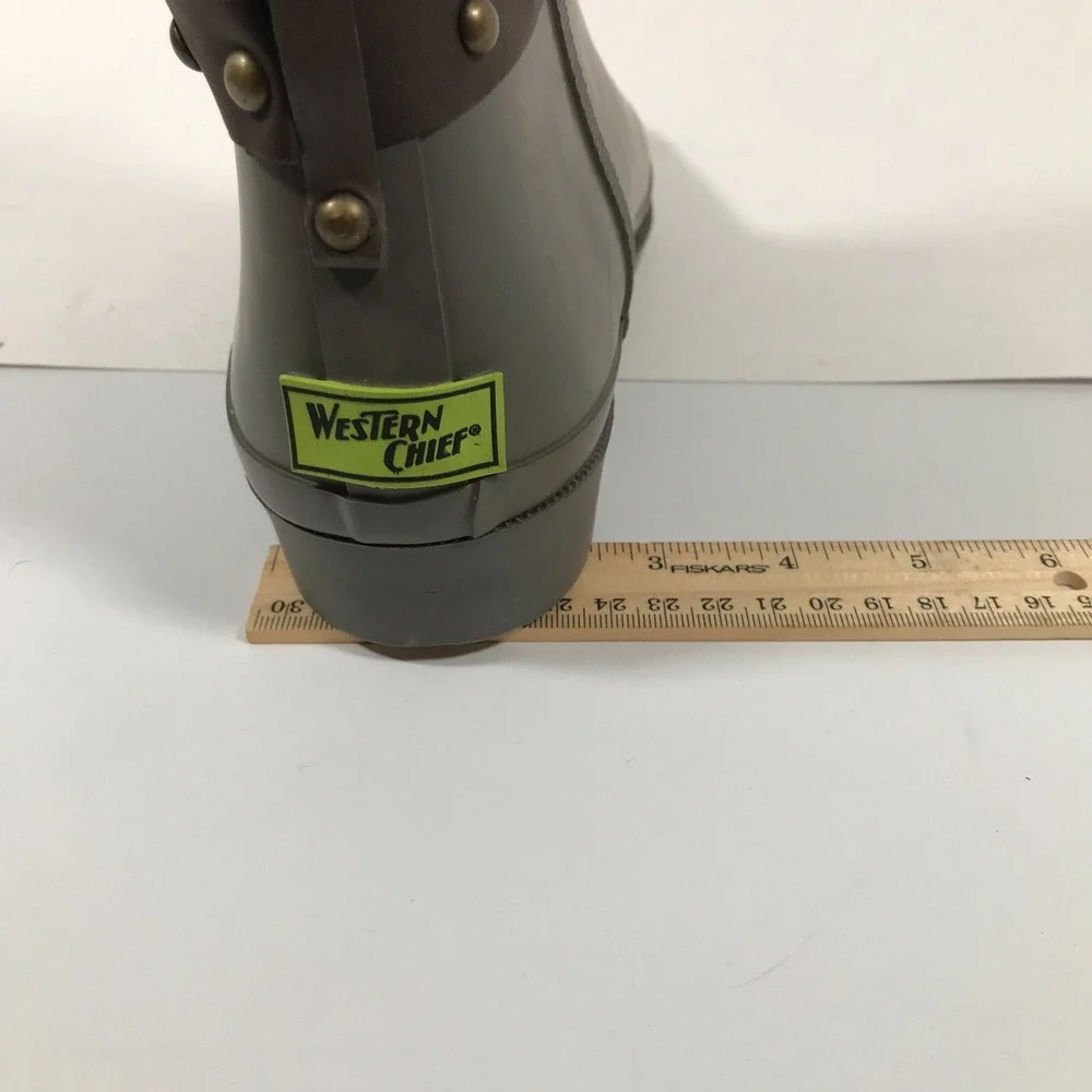 Western Chief Lodge Grey Rubber Rain Boots Womens US 9 Ankle Waterproof Booties‎